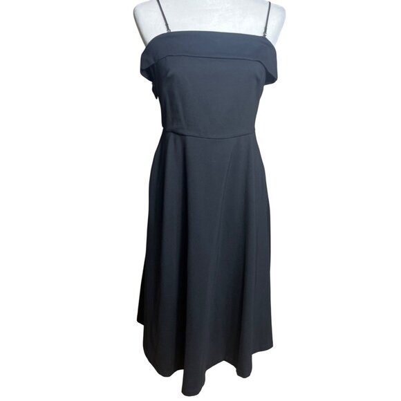 Banana Republic Dress Strap(less) Basic LBD Midi Ponte POCKETS Versatile Women 4 - Picture 1 of 12